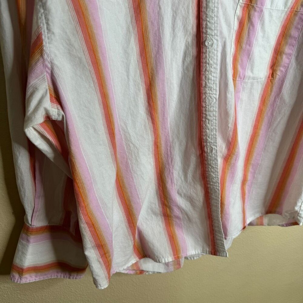 Mango Shirt Women's Large Button Up Longs Sleeve Striped Pocket Casual - Picture 4 of 11